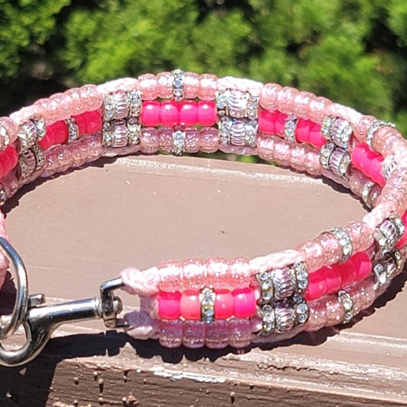Custom Handmade Beaded Bling Dog Collar - Picture 1 of 4